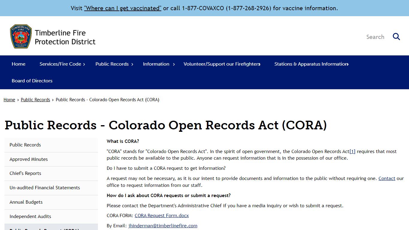Public Records - Colorado Open Records Act (CORA)