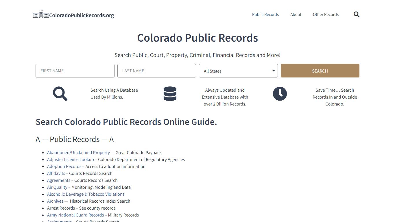 State of Colorado Public Records Guide: ColoradoPublicRecords.org